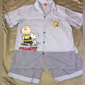 PEANUTS Snoopy Charlie Brown Pajamas PJ Shorts set Womens Sz L 2016 NEW